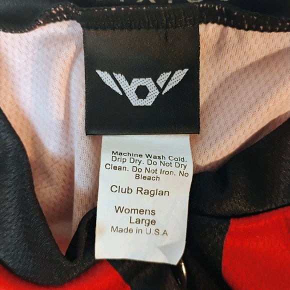 TwinSix Cycling Jersey Women's Large 3/4Zipper Pockets ShortSleeve ScarletSkulls - Picture 6 of 6